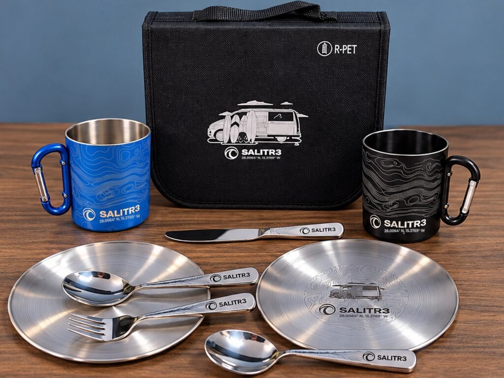 Camper kit engraved with the coordinates of La Garita, Gran Canaria